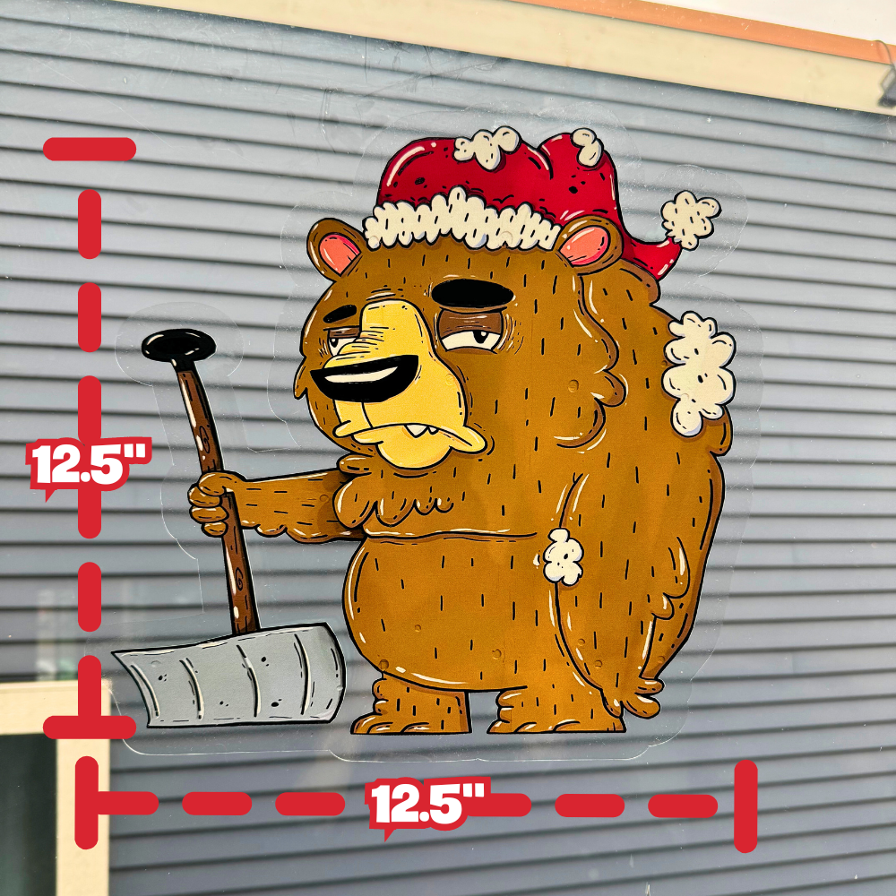 Santa Bear l Holiday Window Cling