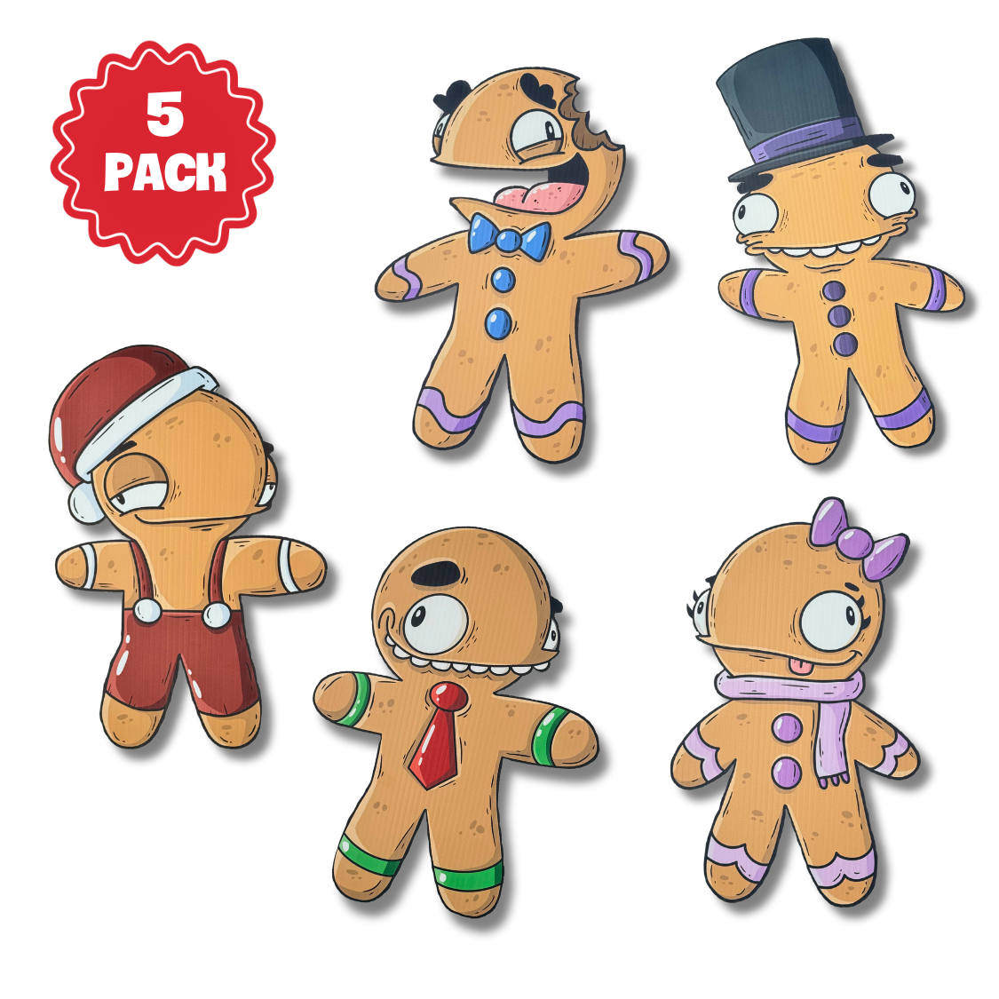The Gingerbread Buddies | Holiday Yard Decoration Set (5-Pack)