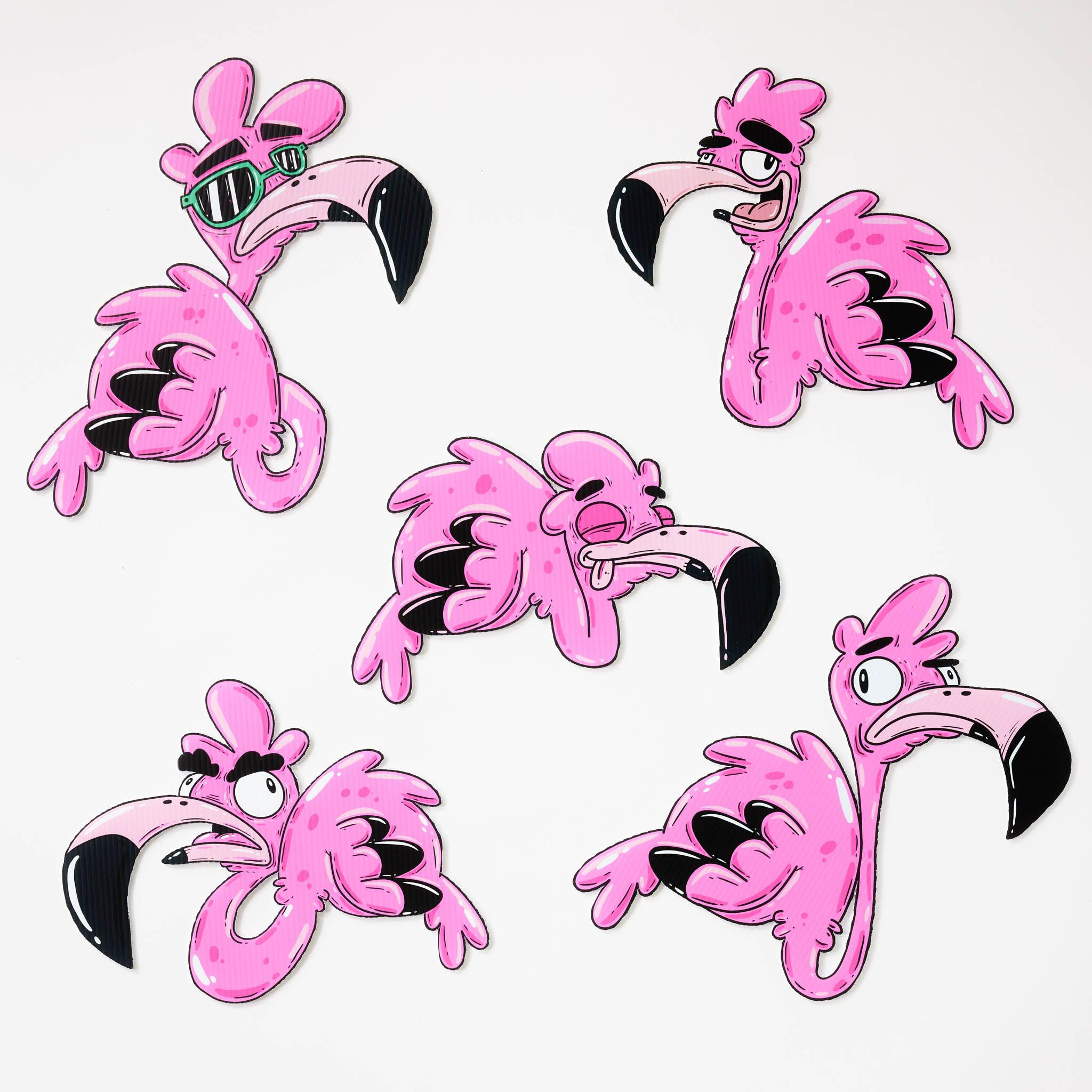 The Flamingo Flock Yard Decoration - 5 Pack