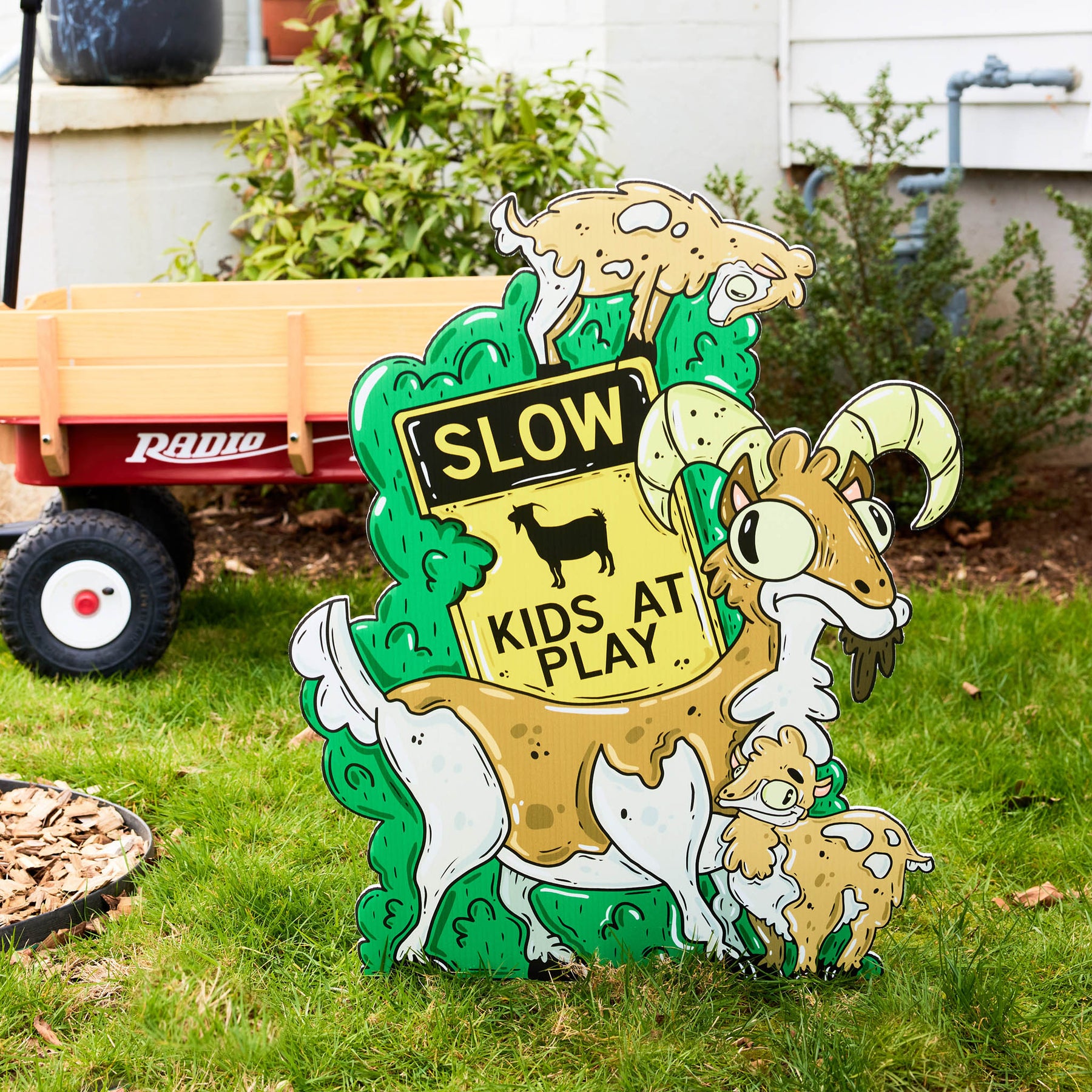 The Goatley Family of Goats | "Kids at Play" Yard Sign
