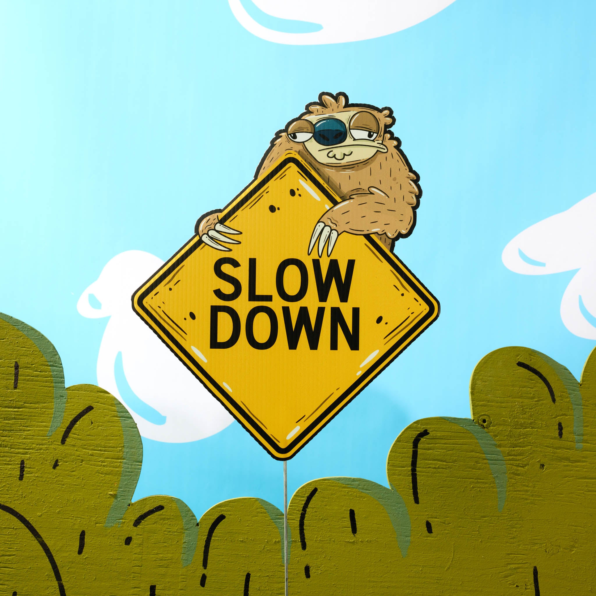 Sofia the Sloth | Mini "Slow Down" Yard Sign