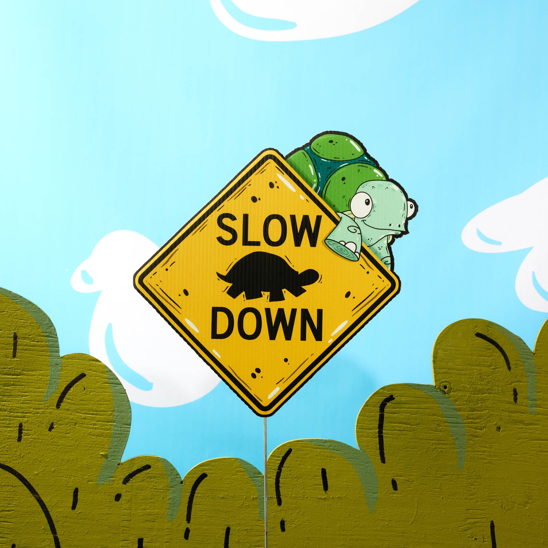 Terrance the Turtle | Mini "Slow Down" Yard Sign
